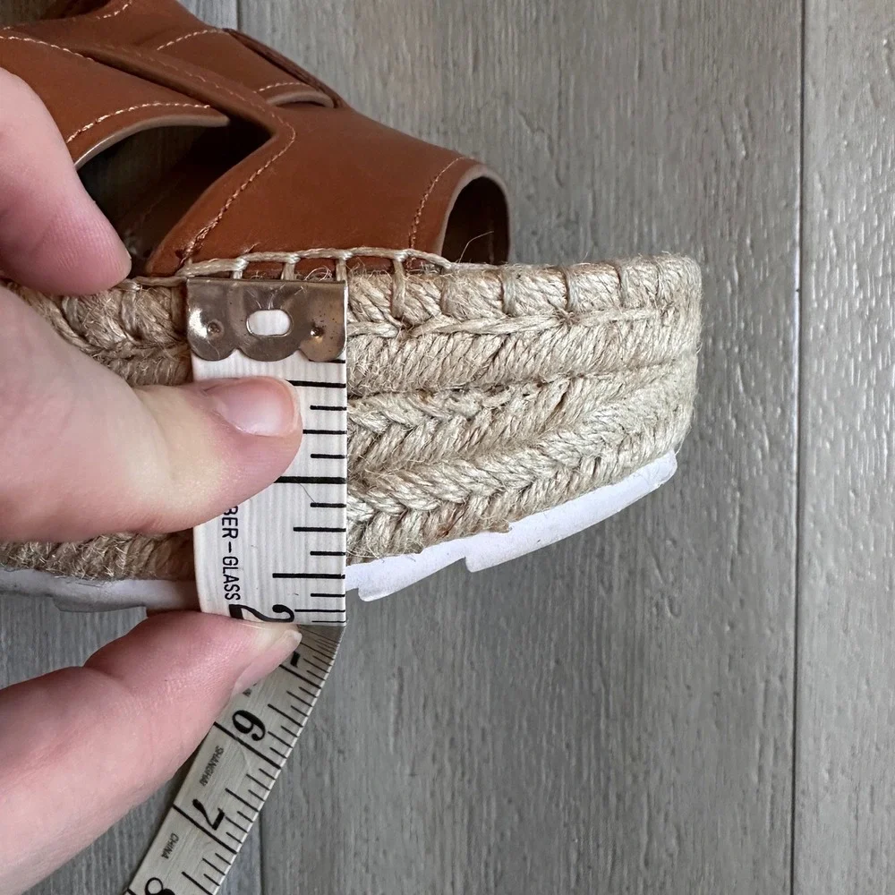 Marc Fisher LTD Robbyn Espadrille Wedge Sandal Womens 9 Beach‎ Leather Platform